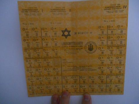 Big sheet of rationing coupons from the Ghetto Czestochowa! Complete! Very scarce.