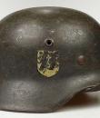 WW2 German Waffen SS M42 ET62 helmet + COA, complete 100% original combat. decal rate 75%