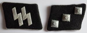 German WW2 Waffen SS NCO Untersturmfuhrer matched set of collar tabs with COA 100% original